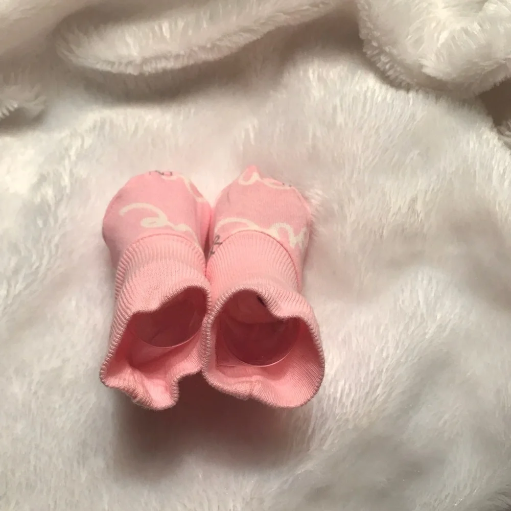 Preemie Baby Pink Love Sock Booties